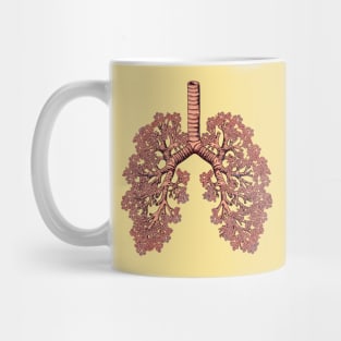 Lung Anatomy art, coral color, Cancer Awareness Mug